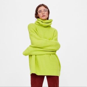 Zara Neon Green Turtle Neck - size small